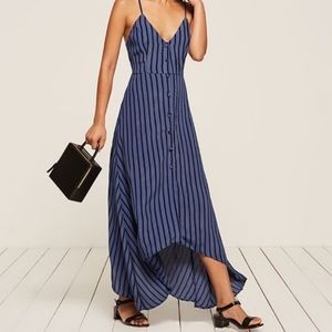 NWT Reformation Savanah Asymmetrical Dress Blue